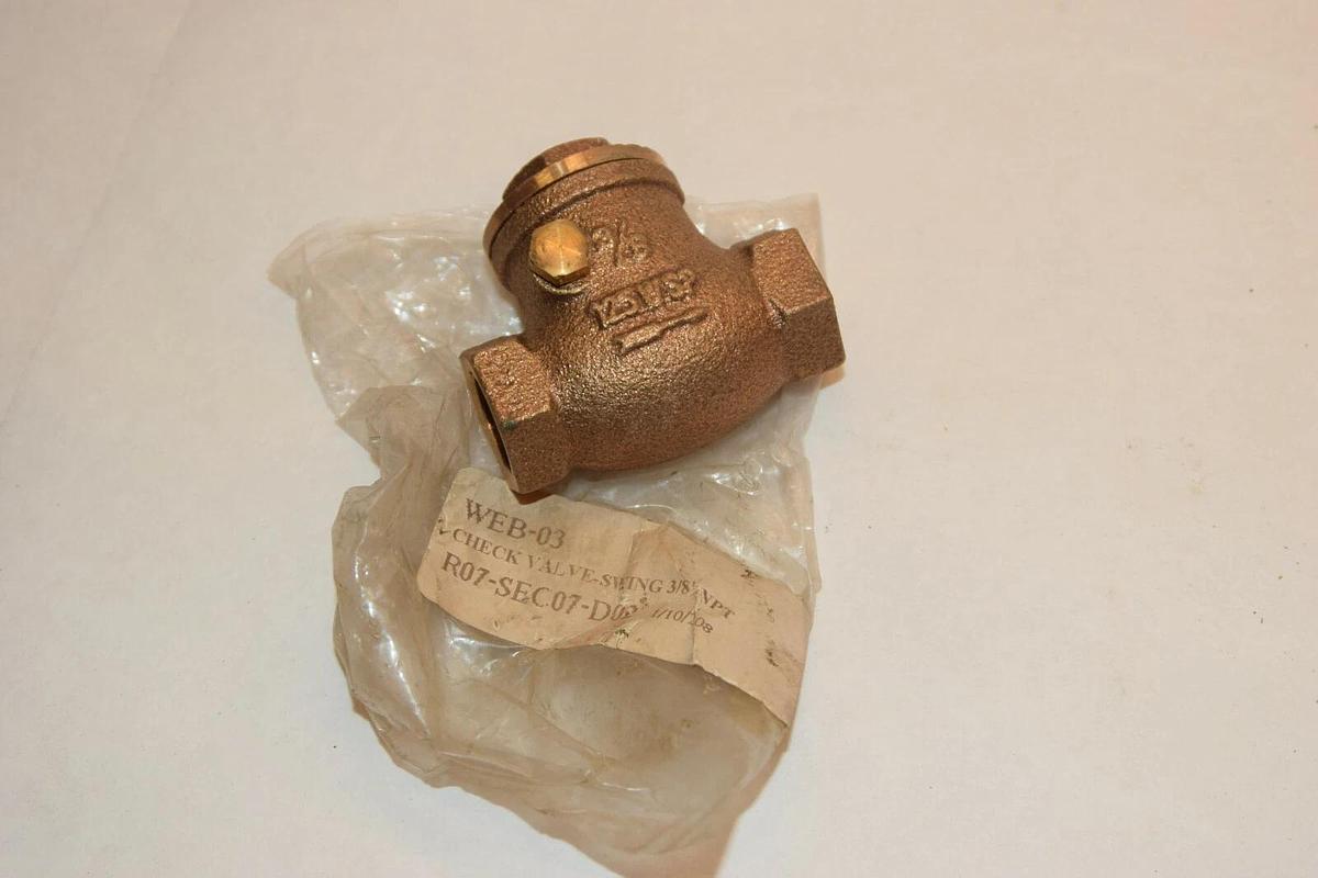 (NEW) WEBSTONE R07-SEC07-D02 WEB-03 3/8" Brass Swing Check Valve