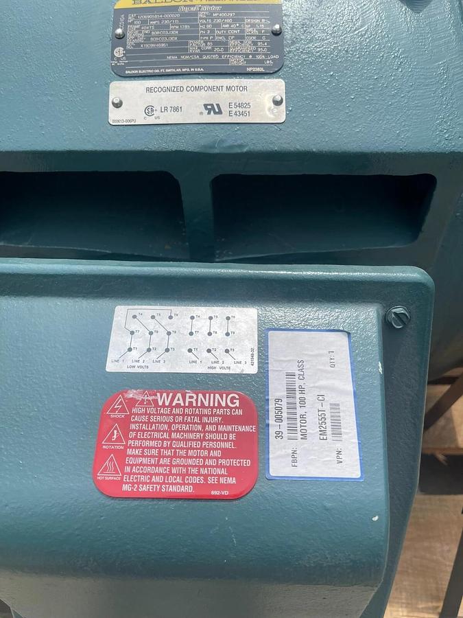 Baldor Reliance ABB SuperE Motor 1206905854-000020 100hp 3ph MP40G297 404TS NEW