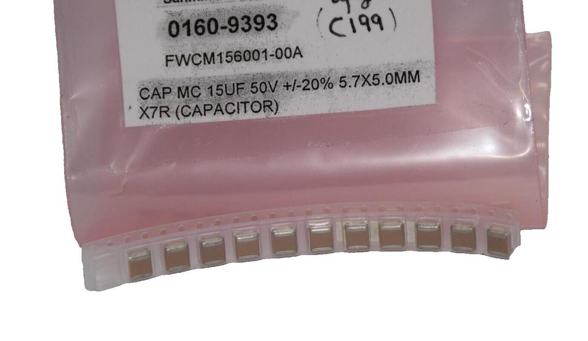 (NEW - Lot of 11) 0160-9393 , CAP MC 15UF 50V +/- 20% 5.7x5.0mm Chip Capacitor