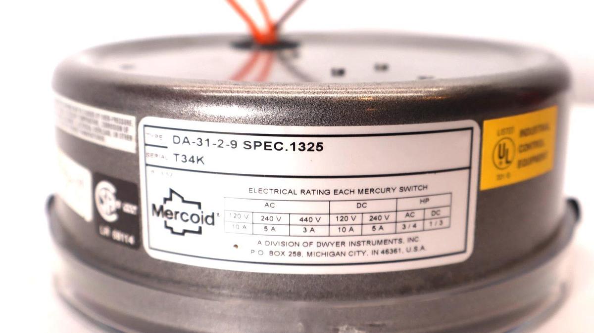 Used MERCOID DA-31-2-9 SPEC. 1325 Pressure Switch
