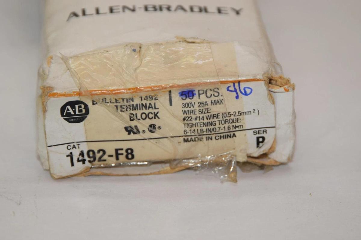 (NEW - Box of 46) ALLEN BRADLEY 1492-F8 Series B 300V 25A Terminal Block