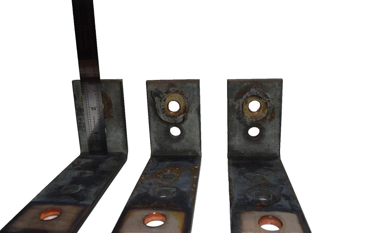 Used Buss Bar 5-1/2" x 2" x 1/4" 90° Degree L-Shaped Copper (Lot of 3)