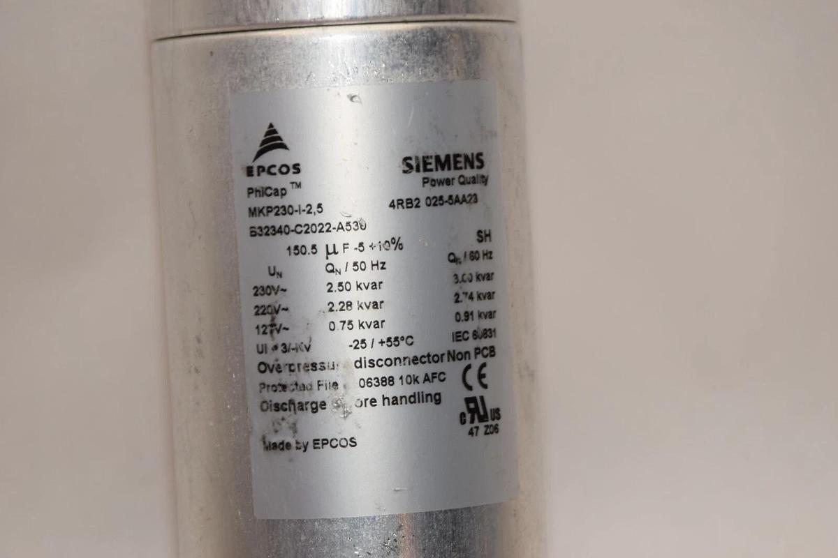 Used SIEMENS / EPCOS PhiCap 4RB2 025-5AA23 MKP230-I-2,5 150.5uF 230V Capacitor