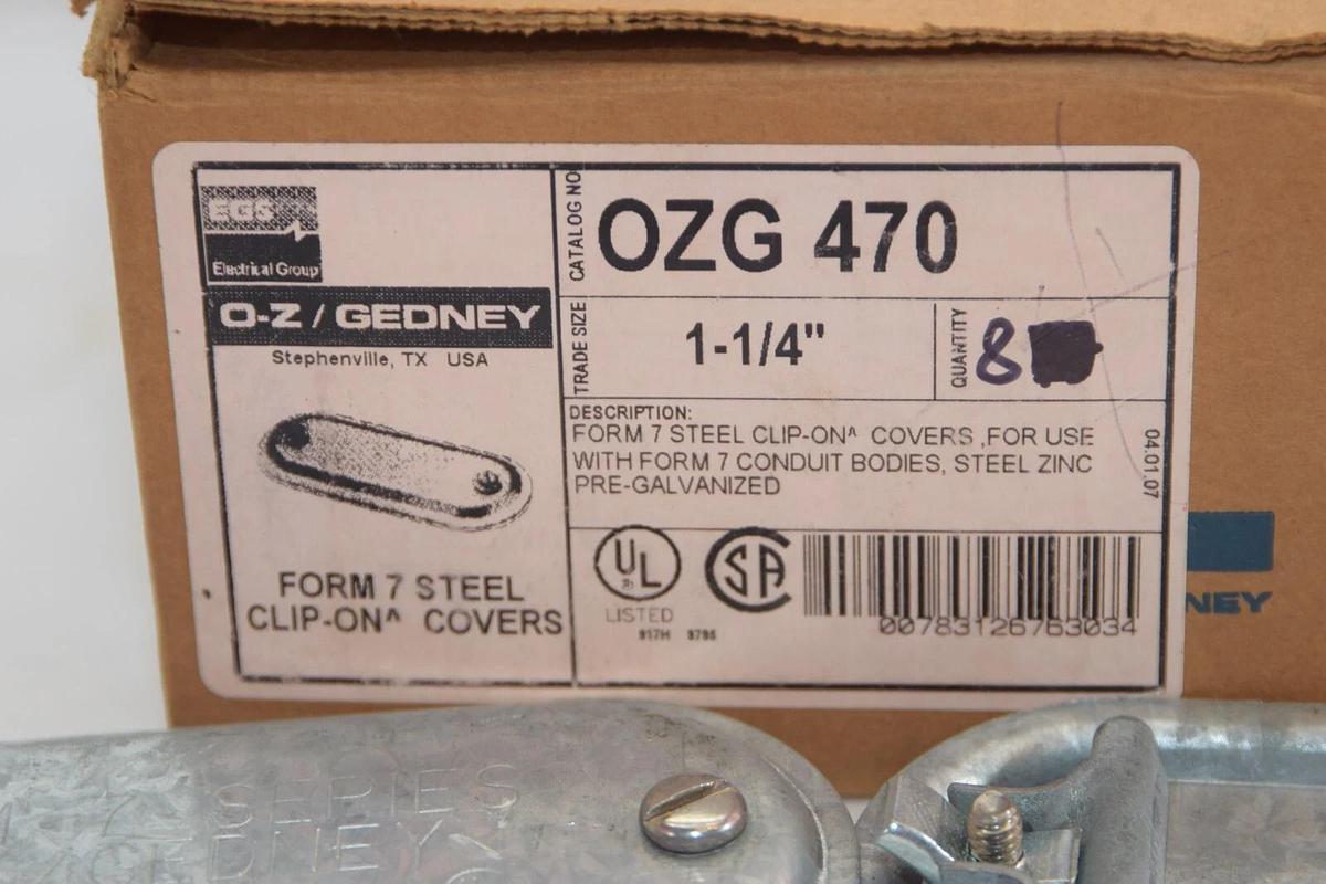 (NEW - Box of 8) O-Z / GEDNEY OZG 470 1-1/4" Steel Conduit Cover