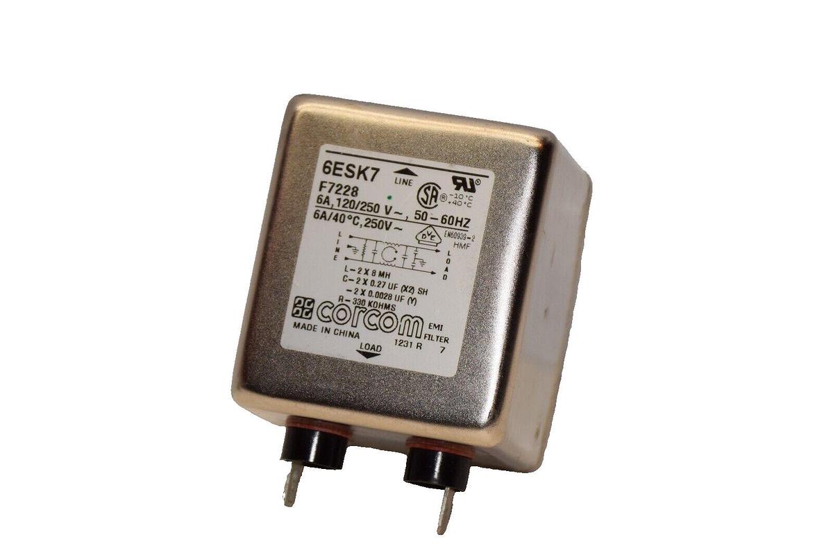 Used CORCOM 6ESK7 6A 120/250V 50-60Hz Power Entry Module