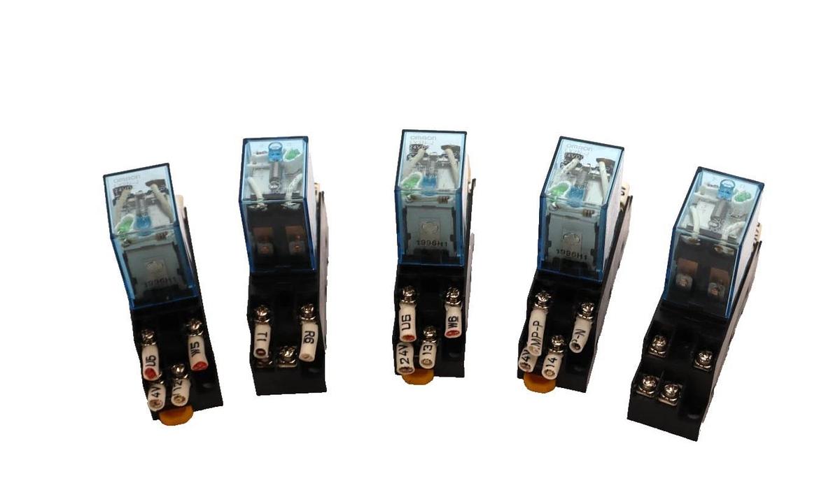 Used Omron LY2N-J , LY2NJ Relay with Base (Lot of 5)