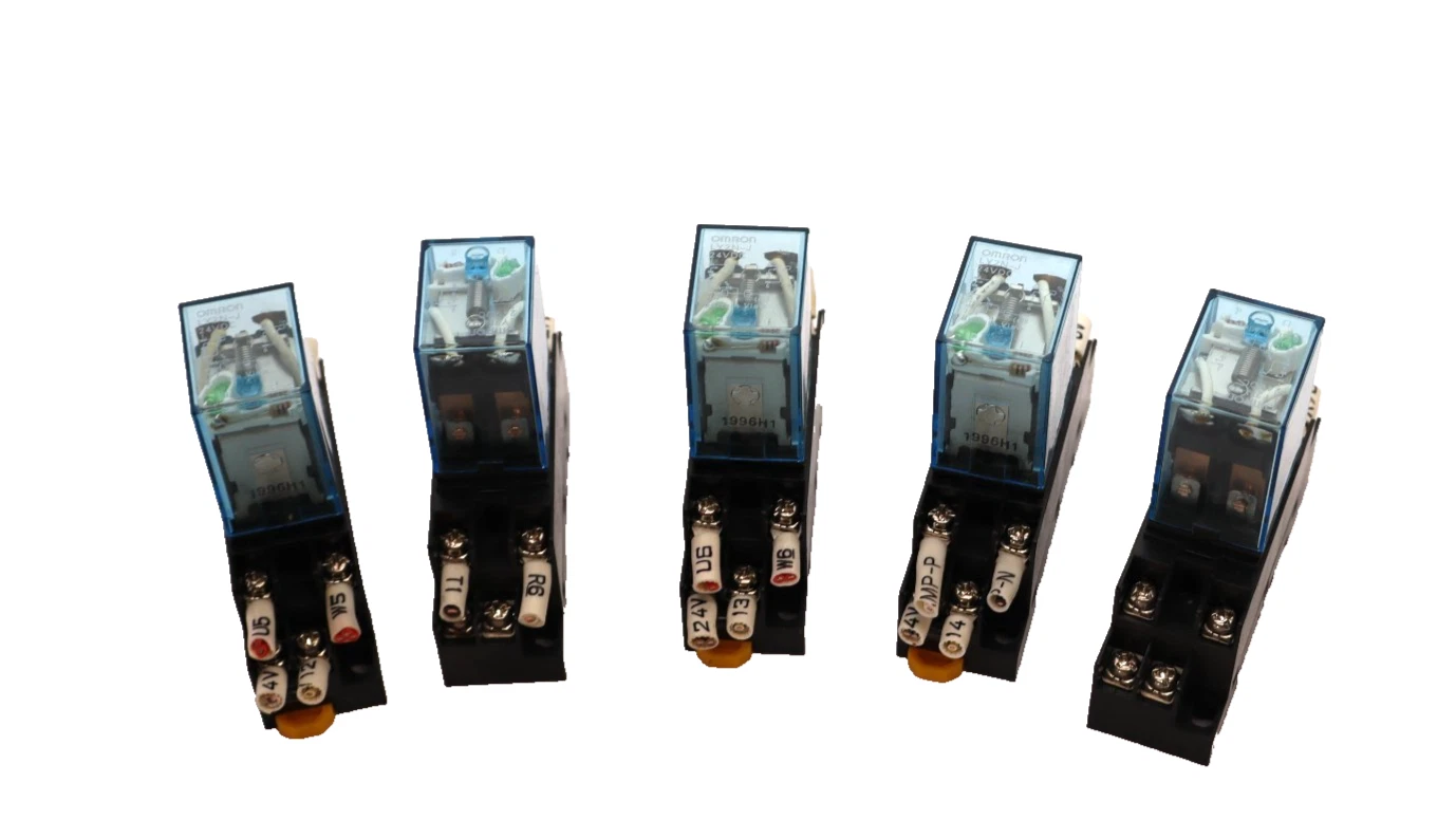 Used Omron LY2N-J , LY2NJ Relay with Base (Lot of 5)
