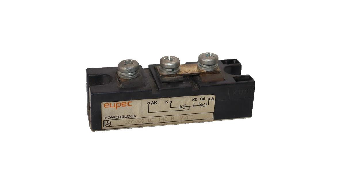 Used EUPEC 120868-DT 142N , 120868DT142N 3 Pole Powerblock Rectifier Bridge Module
