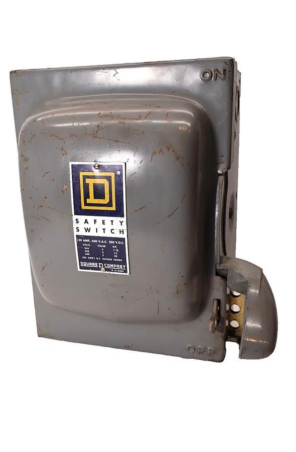 Used SQUARE D K-313304 K313304 30Amp 30 A 3ph 600Vac 250Vdc Safety Switch