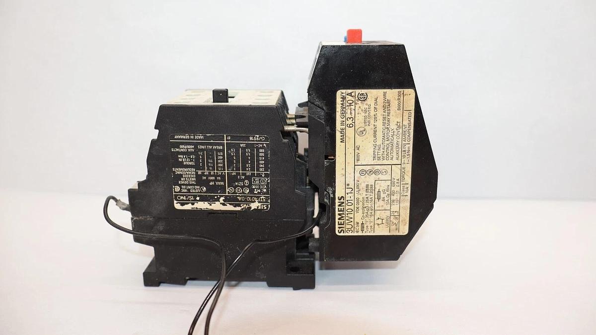Used SIEMENS 3TF4010-0A Contactor With 3UW1001-1J Overload Relay