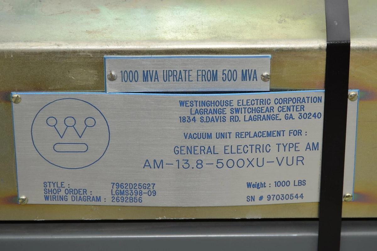 Used Cutler Hammer  Vacuum Circuit Breaker 150VCP-WR1000 15 KV 1200A, 1200 Amp VCP-WR