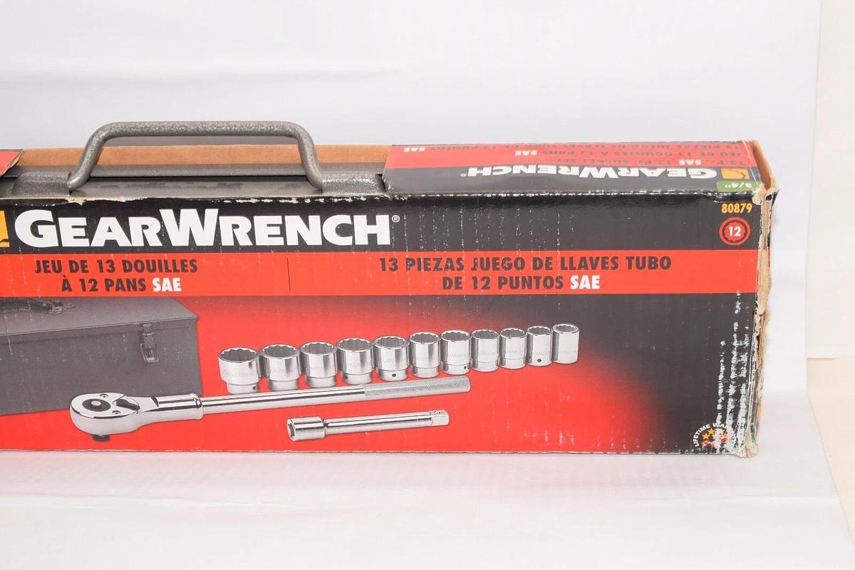 (NEW) GEARWRENCH 80879 13 Piece 3/4" Drive 12 Pt Standard SAE Socket Set W/Case