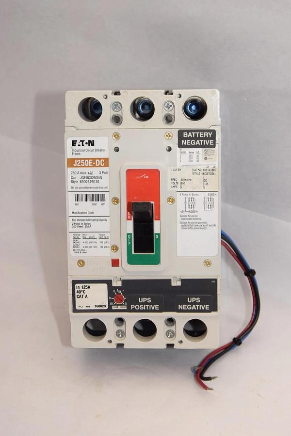 CUTLER HAMMER EATON JGEDC3250NN J250E-DC 250A w/ 125A Trip Breaker New Takeout