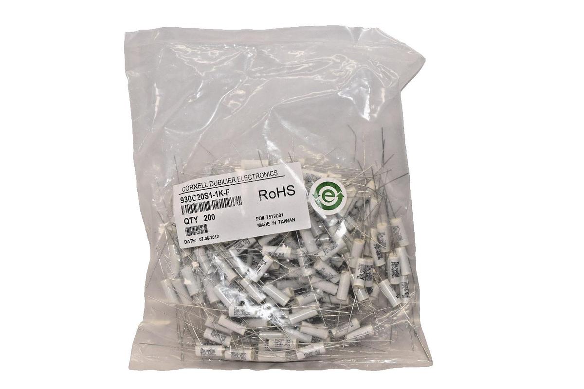 Used Cornell Dubilier Capacitors 930C20S1-1K-F  2000VDC +-10% (Lot of 200) (New)