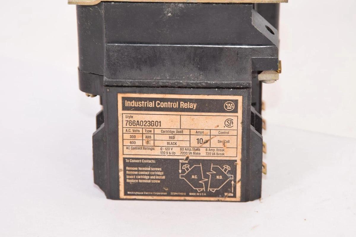 Used WESTINGHOUSE 766A023G01 10A Amp Industrial Control Relay