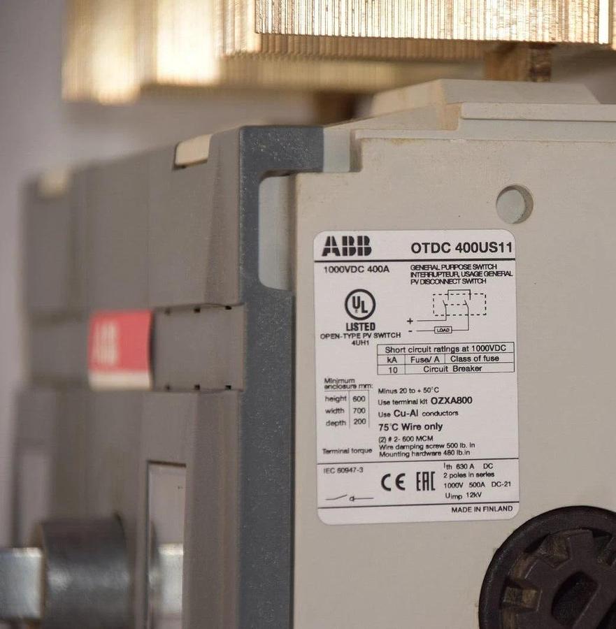 Used ABB OTDC 400US11 OTDC400US11 1000Vdc 400A 400 Amp 2P Disconnect Switch