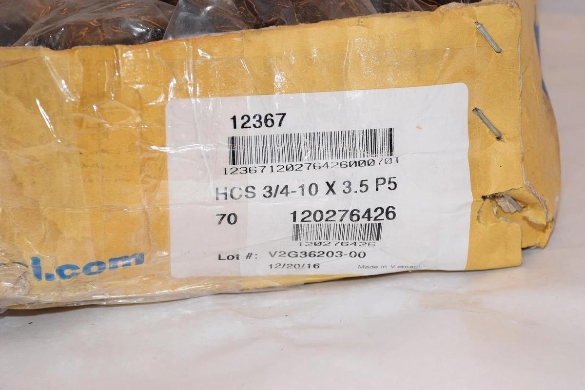 (NEW - Box of 65) FASTENAL HCS 3/4-10 x 3-1/2 P5 Grade 5 Hex HD Cap Screw