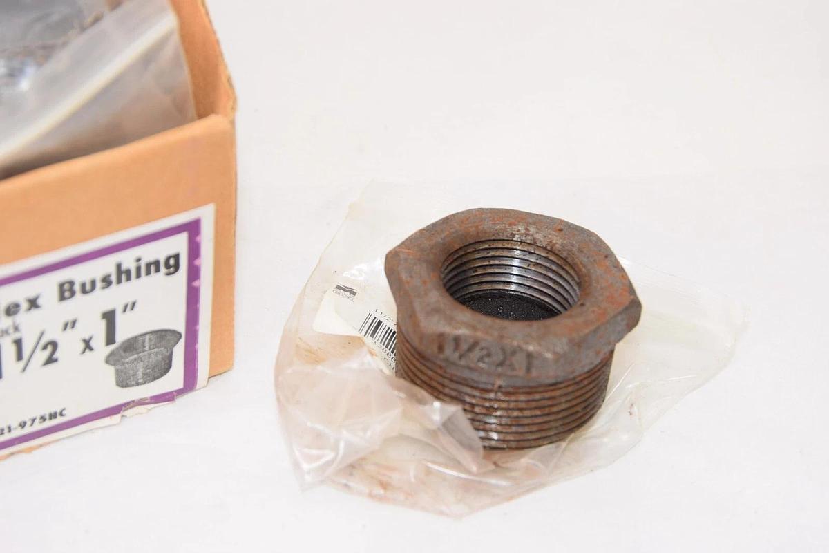 (NEW - Lot of 10) MUELLER 521-975HC 521975HC 1-1/2" x 1" Black Hex Bushing