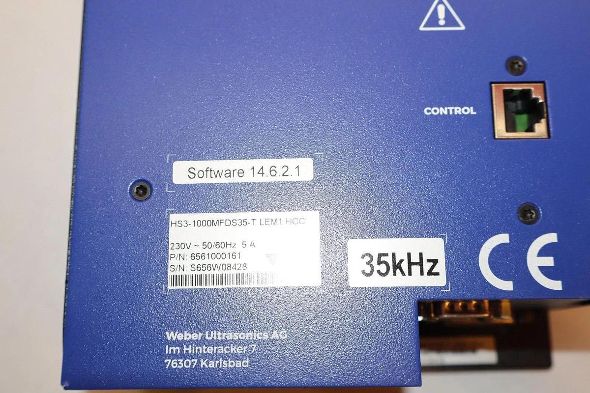 (NEW) WEBER ULTRASONICS HS3-1000MFDS35-T 230V 50/60Hz 5A Ultrasonic Welder