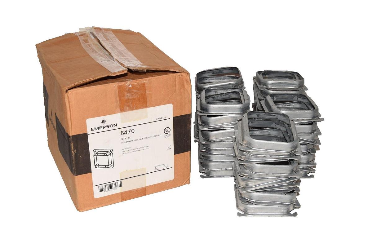 Emerson 4" Square Double-Device Cover 8470 (New Box of 50)