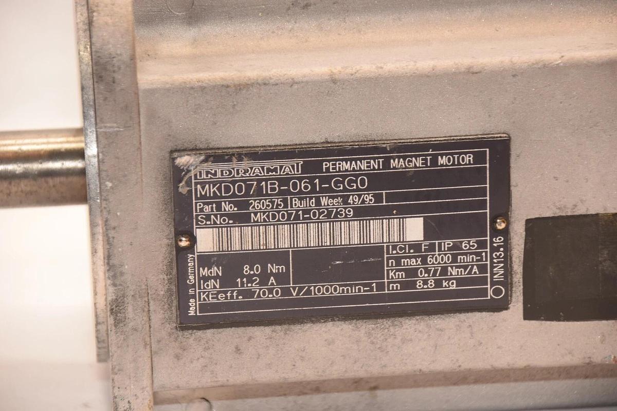 Used INDRAMAT MKD071B-061-GG0 19.16mm Shaft Permanent Magnet Motor