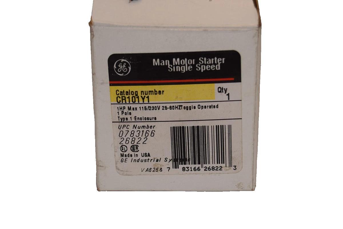 GE , General Electric CR101Y1 1Pole 115/230V Manual Motor Starter (New) 783166268223