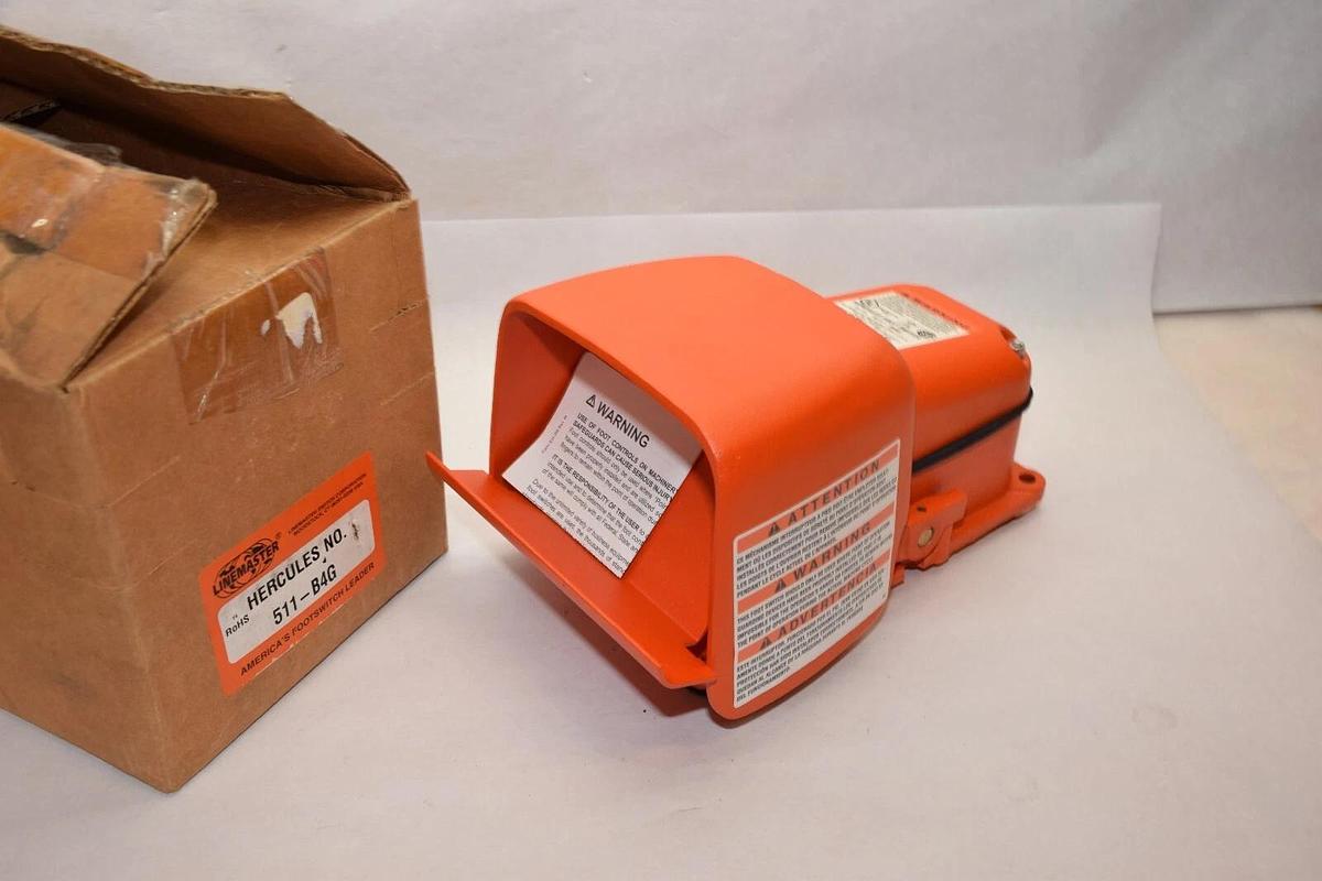 (NEW) LINEMASTER 511-B4G , 511B4G Anti-Trip Single Stage Hercules Footswitch