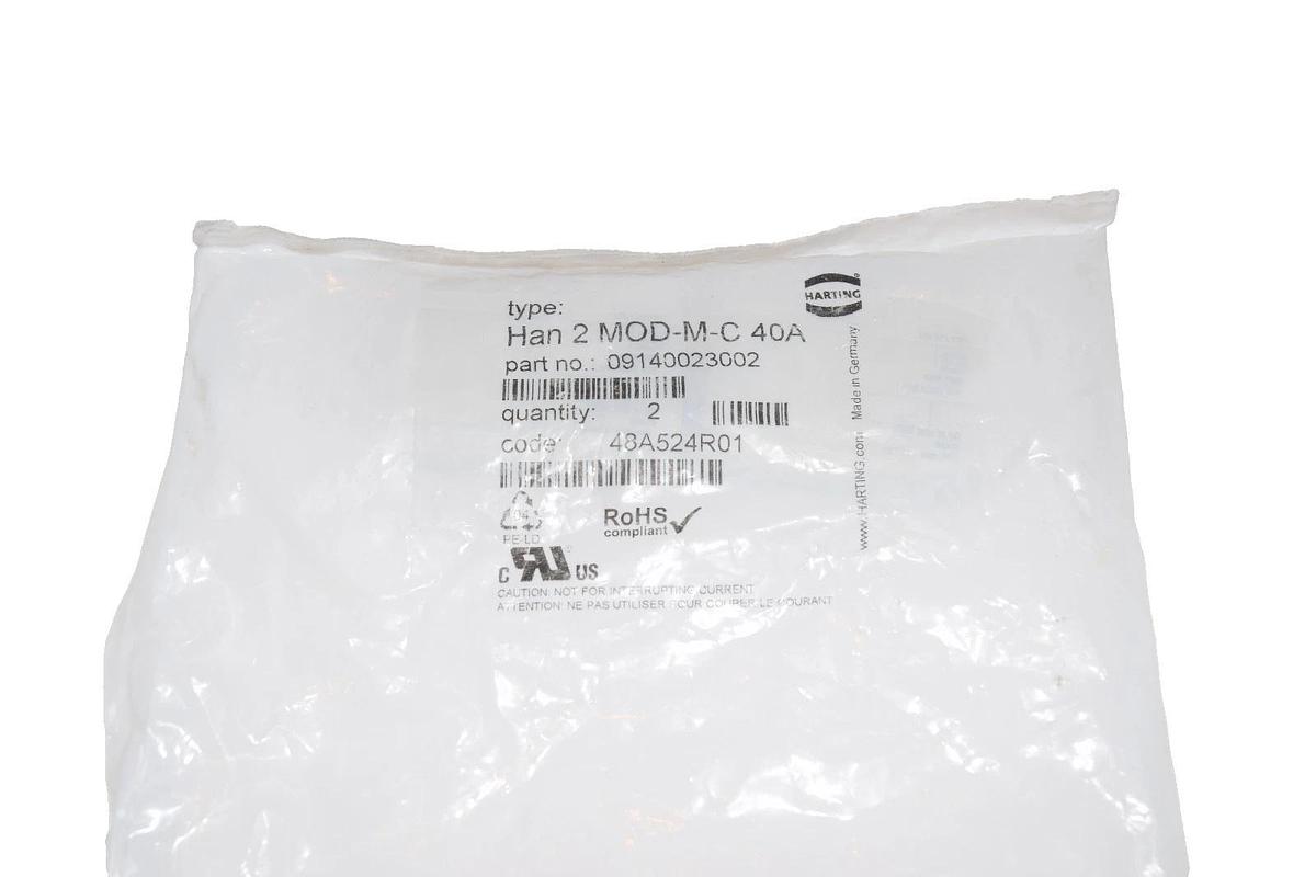 Harting Han 2 MOD-M-C 40A Module Crimp Male Connector 09140023002 *Pack of 2 NEW