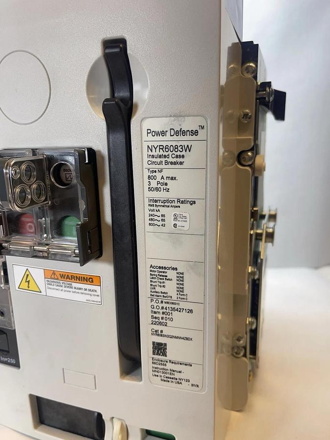 (New) Eaton Power Defense NYR6083W Insulated Case Circuit Breaker 800 Amp  800A