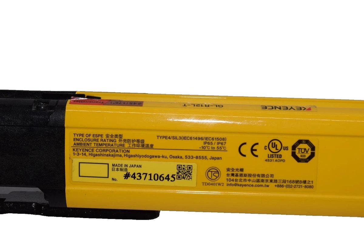 Used Keyence GL-R12L-T , GLR12LT Safety Light Curtain Transmitter