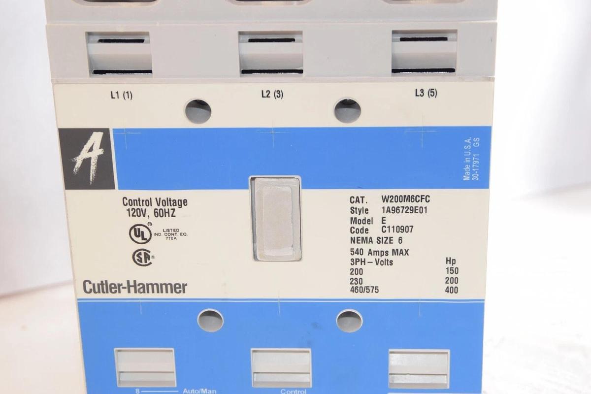 Cutler Hammer W200M6CFC,  Advantage Starter Size 6, 400HP, 540A, W+200M6CFC, New