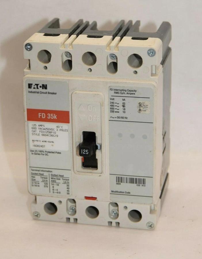 NEW Eaton Cutler Hammer FD3125BP10 FD35K 125A 125 Amp A 3P Circuit Breaker *CHIP