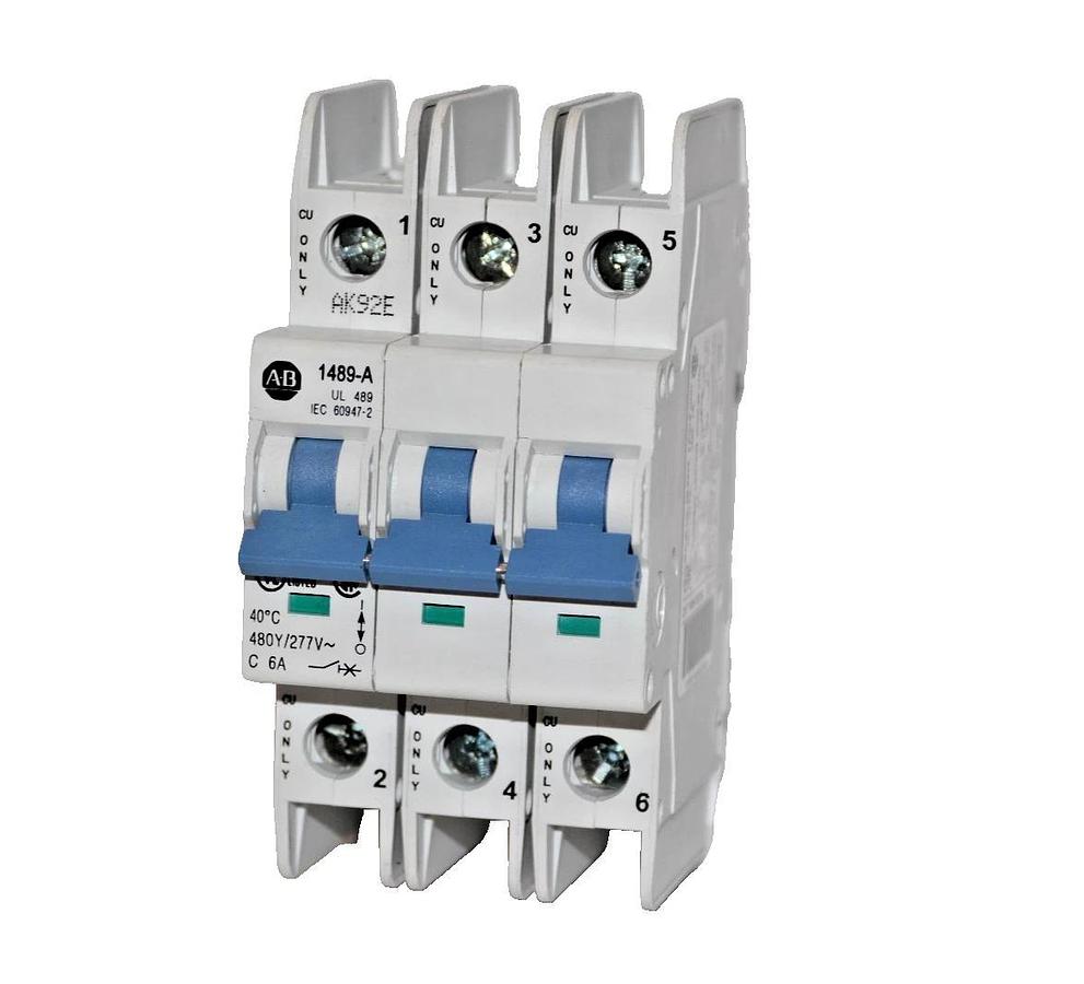 Used ALLEN BRADLEY Breaker 1489-A3C060 Ser. A 3 pole unit 1489-A  6 Amp 6A 480Y 277V