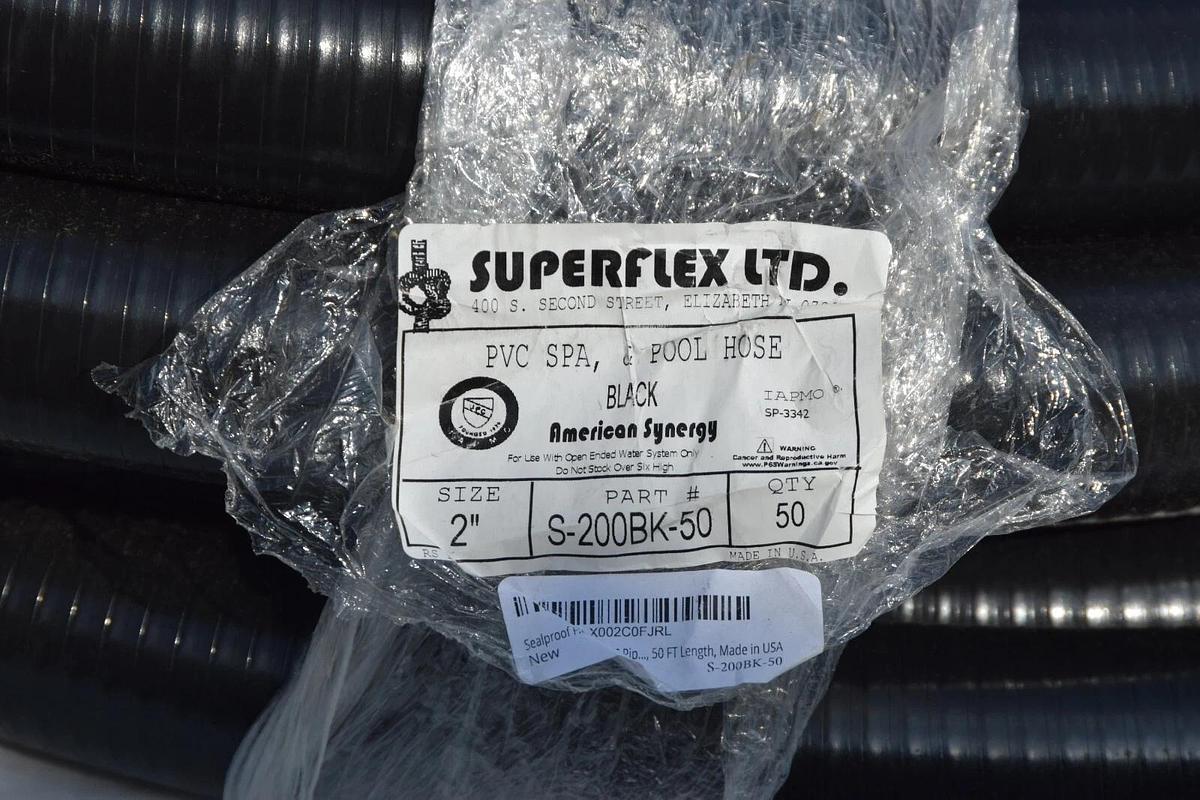 SUPERFLEX LTD. S-200BK-50 2" PVC Spa Pool Pond Hose Black 50' Length (NEW)