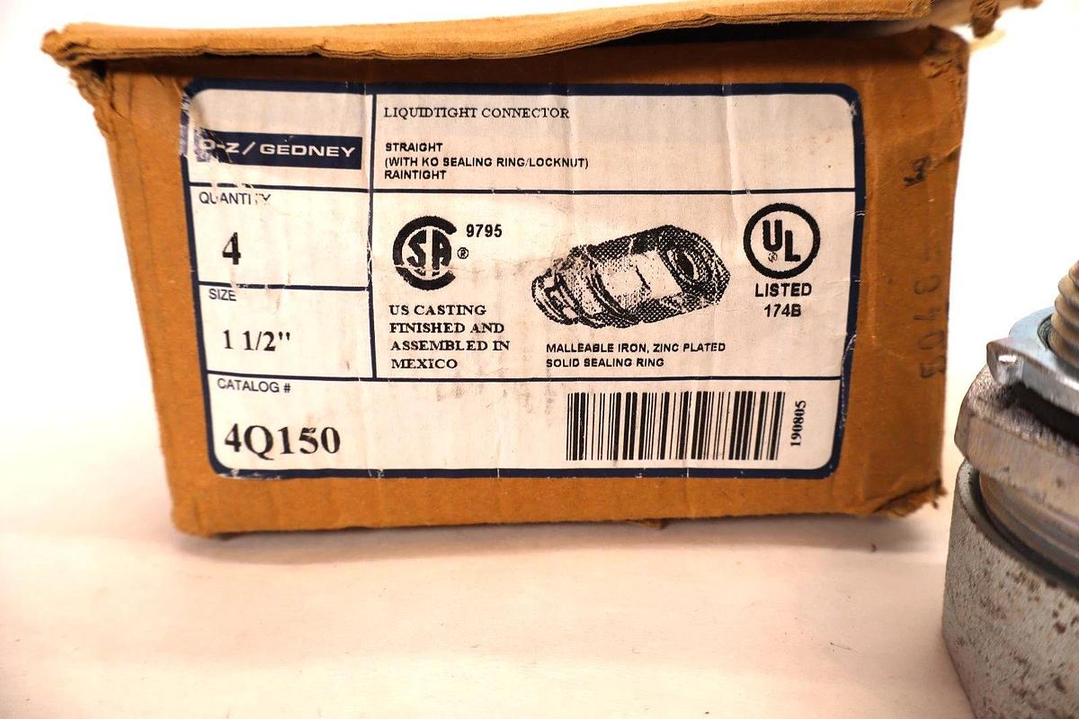 O-Z Gedney 4Q150 4Q-150 1-1/2" Liquidtight Connector (New - Box of 4)
