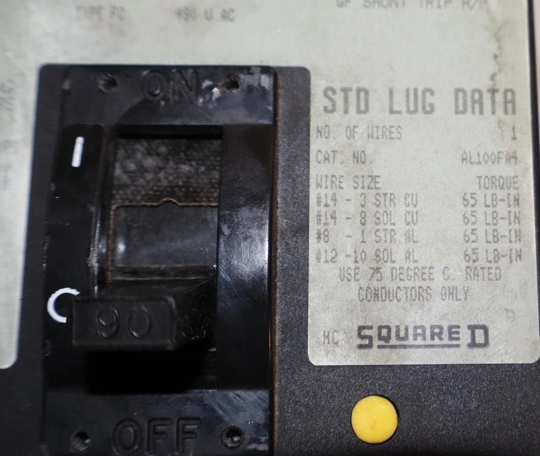 Used Square D 90A 90 Amp Circuit Breaker FC34090G Series 3 Shunt Trip 480VAC