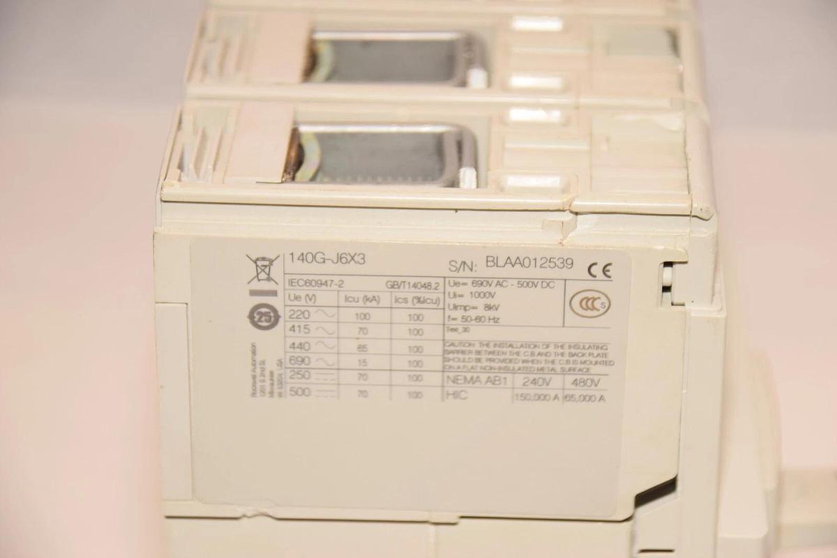 Used ALLEN BRADLEY Circuit Breaker 80A 140G-J6X3 140GJ6X3 Type HACR 3 Pole 80 Amp