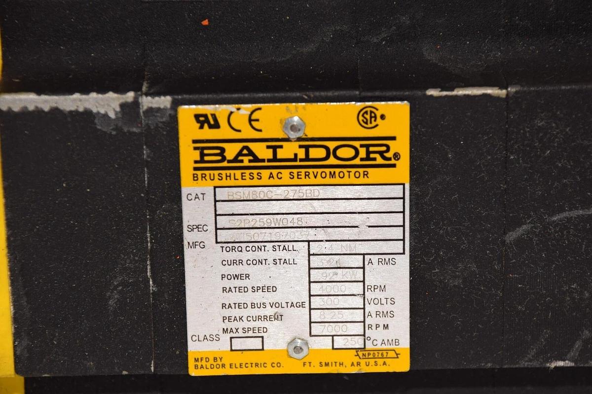 Used BALDOR BSM80C-275BD 300V 92kw 7000rpm Brushless AC Servo Motor