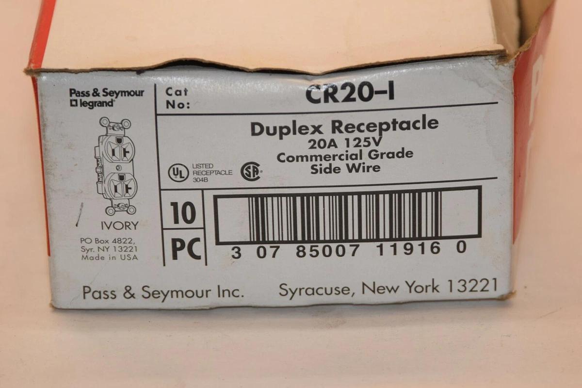 (NEW - Lot of 9) PASS & SEYMOUR CR20-1 CR201 20A 125V Black Duplex Receptacle