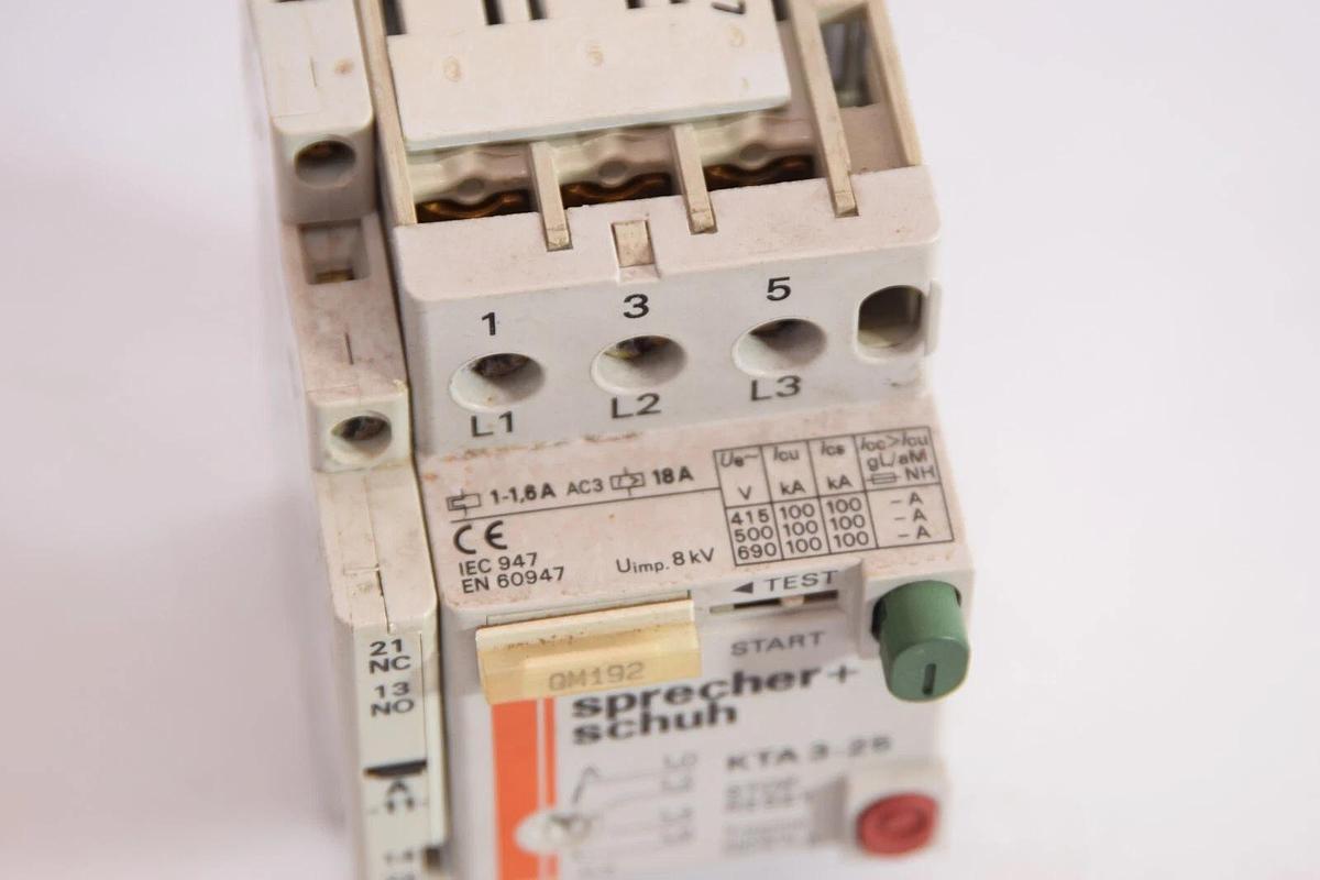 Used SPRECHER + SCHUH KTA 3-25 1.0-1.6A Manual Motor Starter