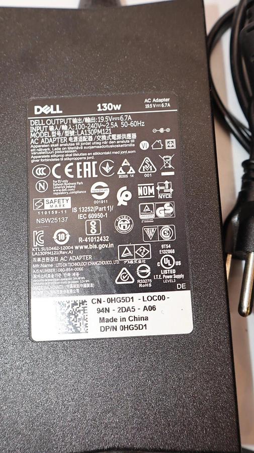 Used DELL LA130PM121 19.5V-6.7A , 130W AC Adapter