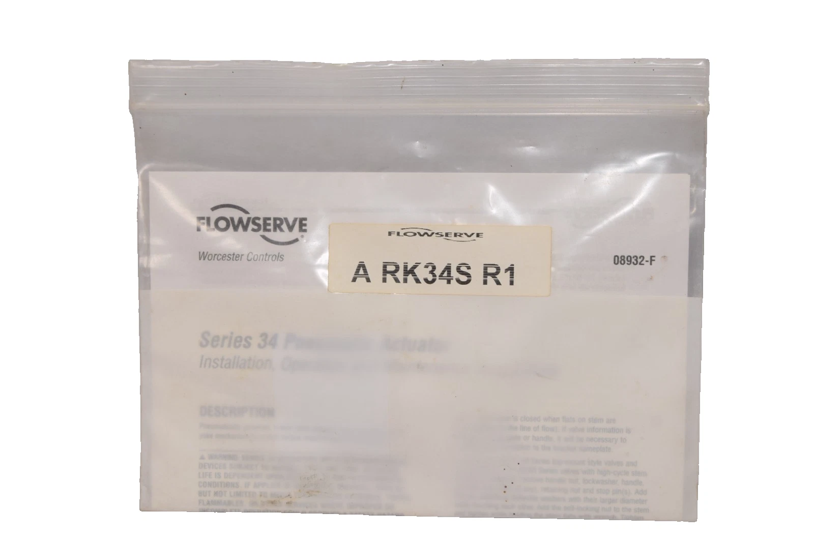 Flowserve A RK34S R1 , ARK34SR1 Rebuild Kit For Air Actuator Series 34 (New)