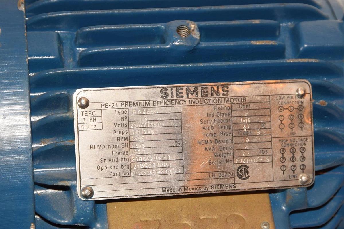 (NEW) SIEMENS 1LA9145-2YKY60 RGZESD PE-21 Plus 2HP 3455 RPM Electric Motor