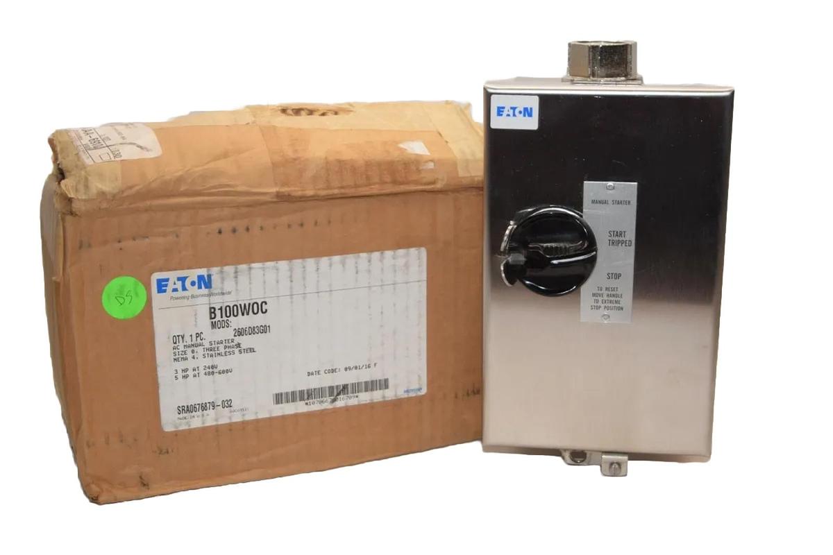 EATON B100W0C 2606D83G01 Size 0 3Ph Nema 4 Stainless Steel SS Manual Starter NEW