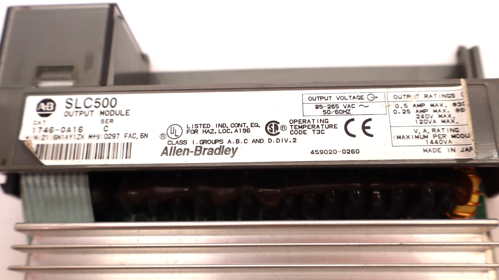 Used Allen Bradley SLC500 , 1746-0A16 Series C Output Module
