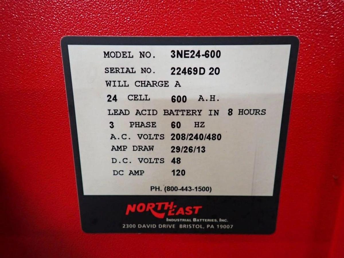 Used NorthEast Forklift Battery Charger 48V 24 Cell 208/240/480v 3NE24-600 600AH 3ph