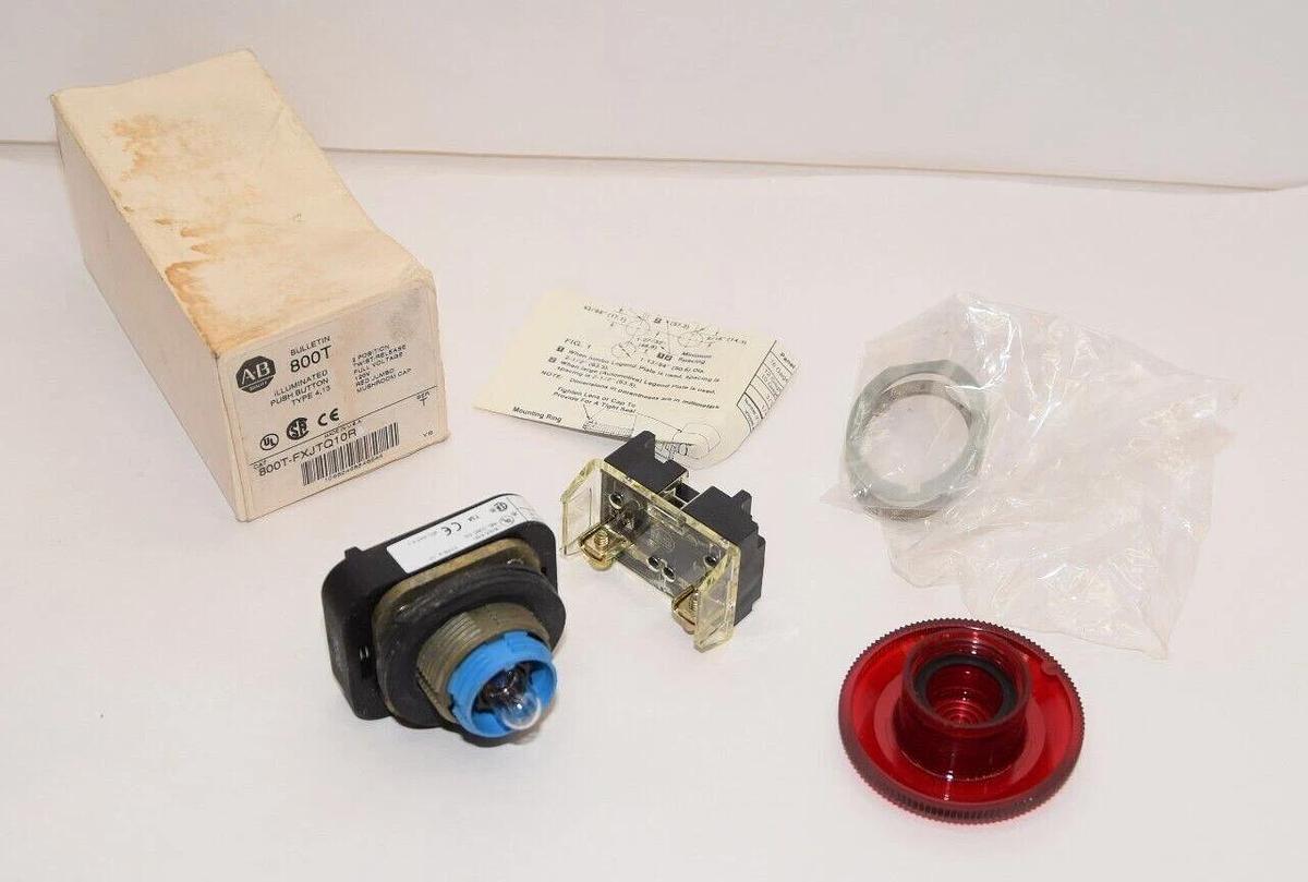 (NEW) ALLEN BRADLEY 800T-FXJTQ10R Series T 2 Pos 120V Red Mushroom Push Button