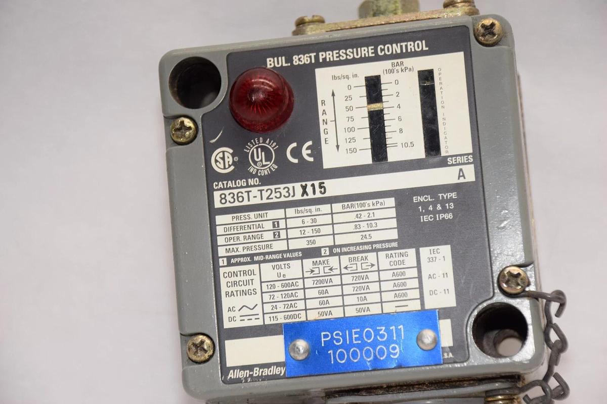 Used ALLEN BRADLEY 836T-T253JX15 Series A Pressure Control Switch