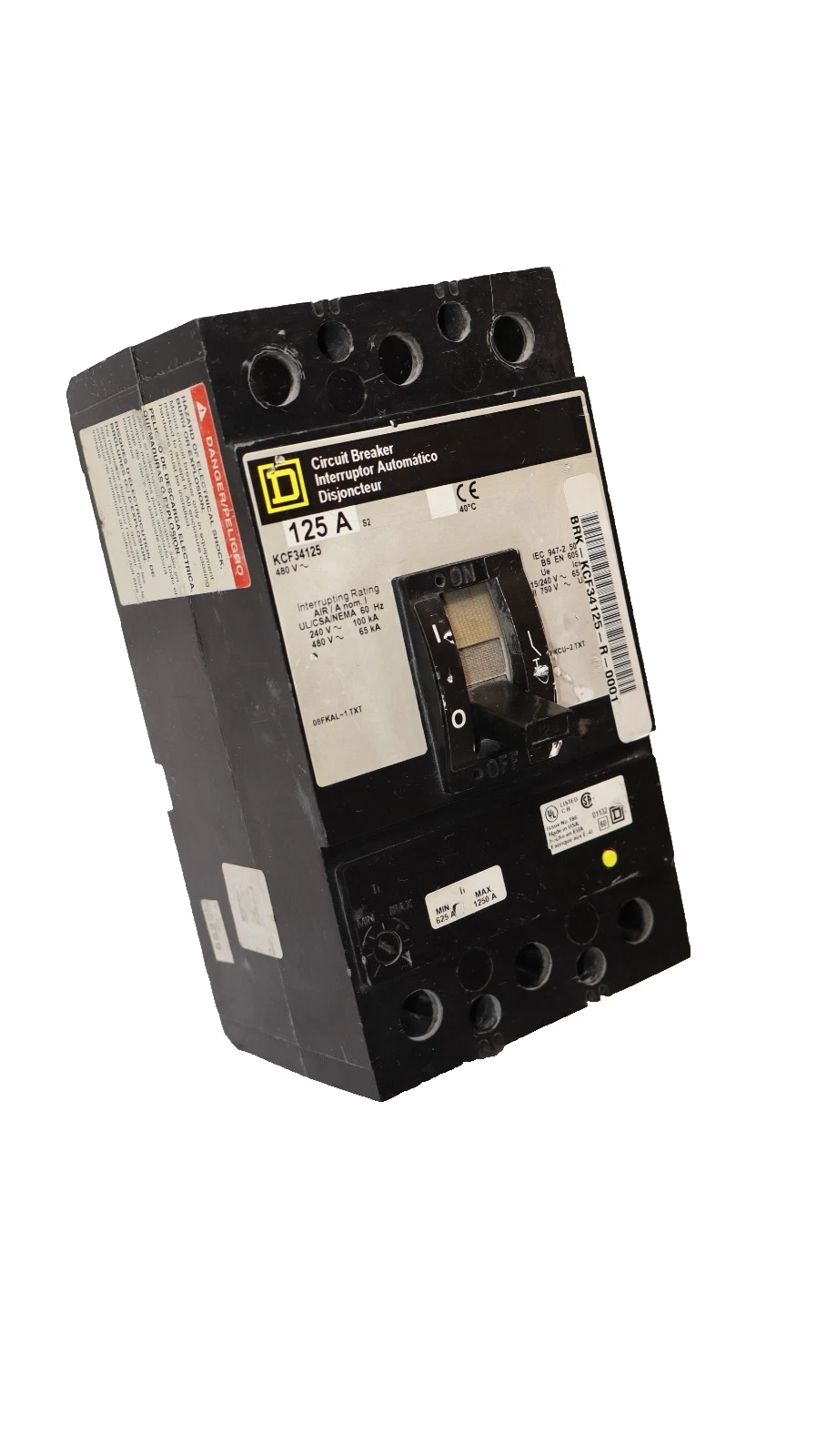 Used Square D 125a Circuit Breaker KCF34125 125 Amp 3P 480V
