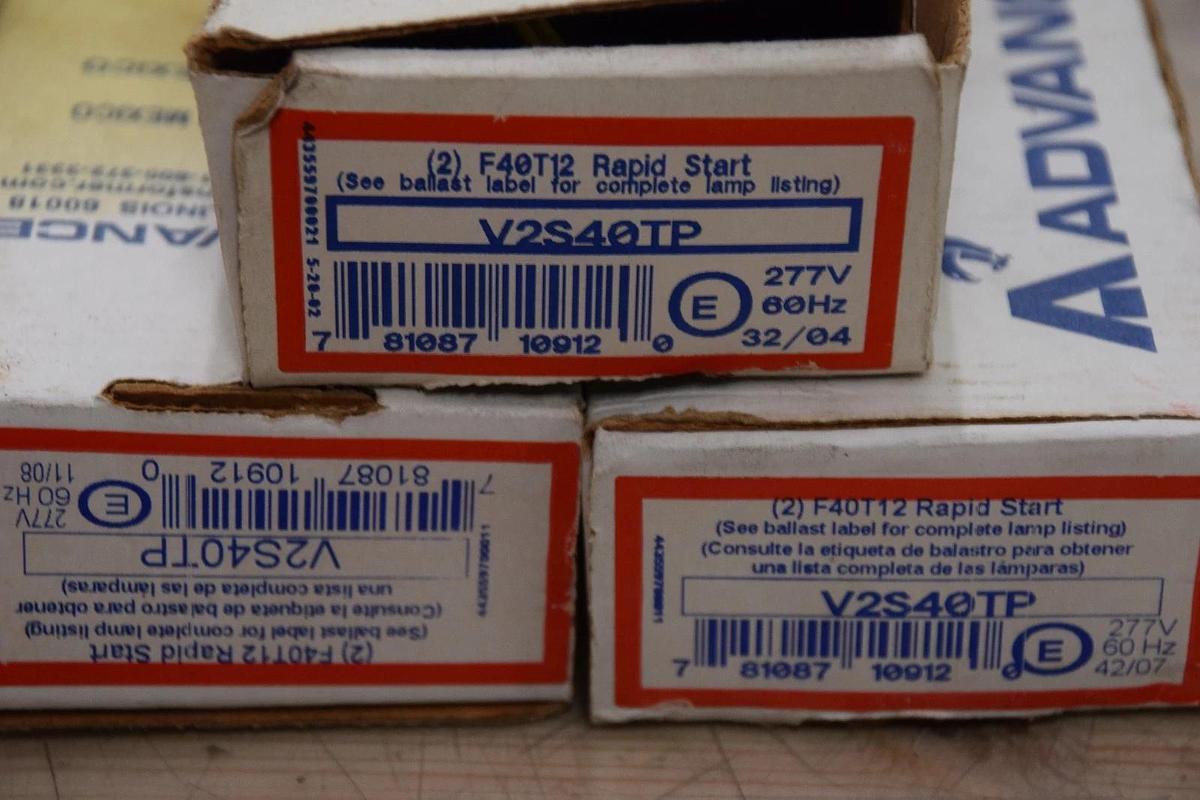 3 ADVANCE RAPID START V2S40TP V-2S40-T-1-TP F40T12 277V FLUORESCENT BALLAST NEW